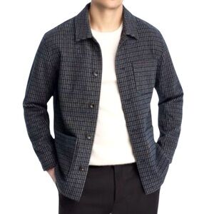 J. Crew Men's Blue and Black Checked Wool-Blend Jacket